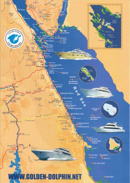 Carte des sites de plongée en mer Rouge